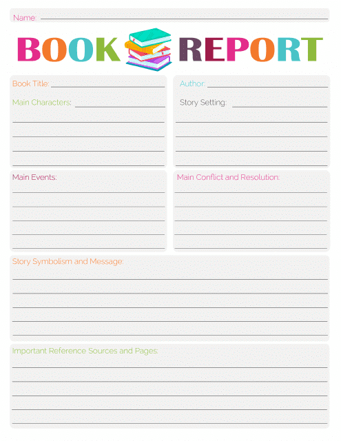 Book Report Template - Varicolored Download Pdf
