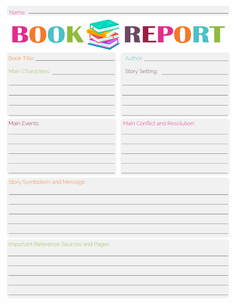 Book Report Template - Varicolored, Page 1