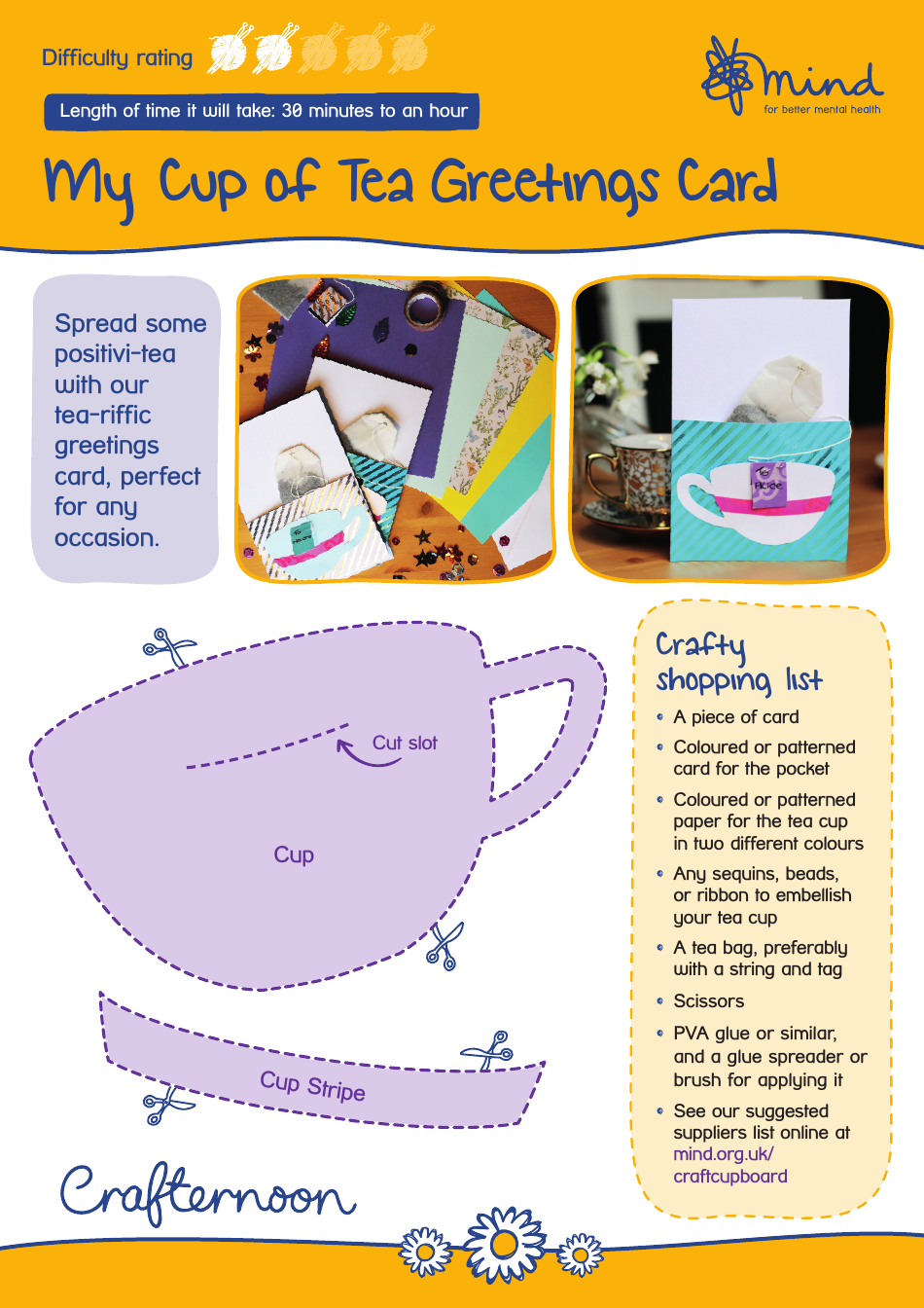 Cup of Tea Greetings Card Template Preview