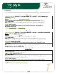 Document preview: First Grade Week Curriculum