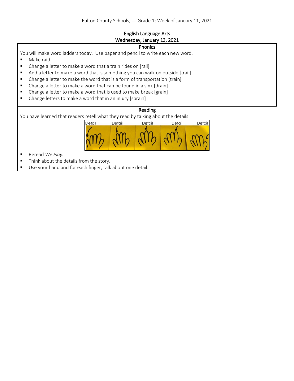 First Grade Week Curriculum, Page 26