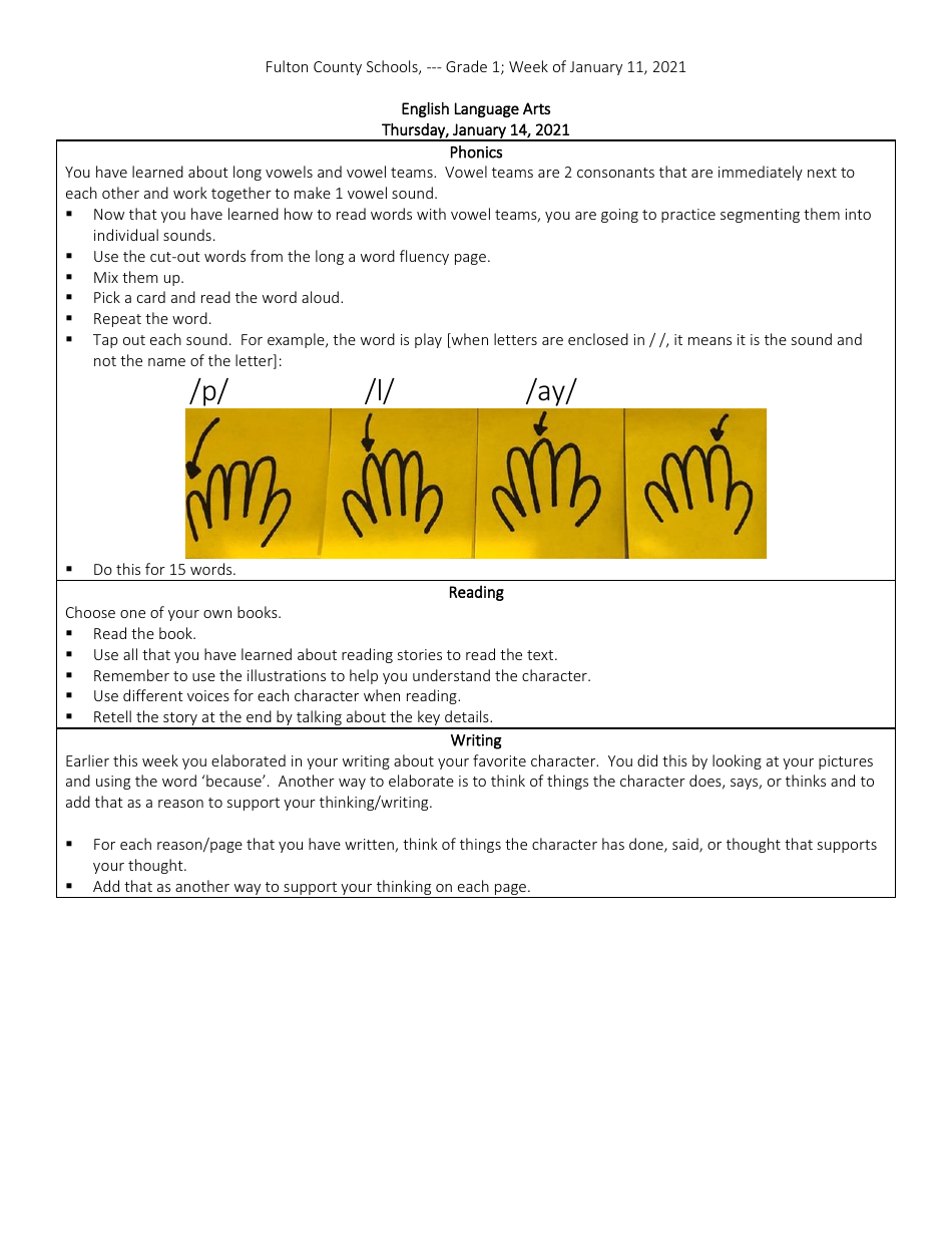 First Grade Week Curriculum, Page 36
