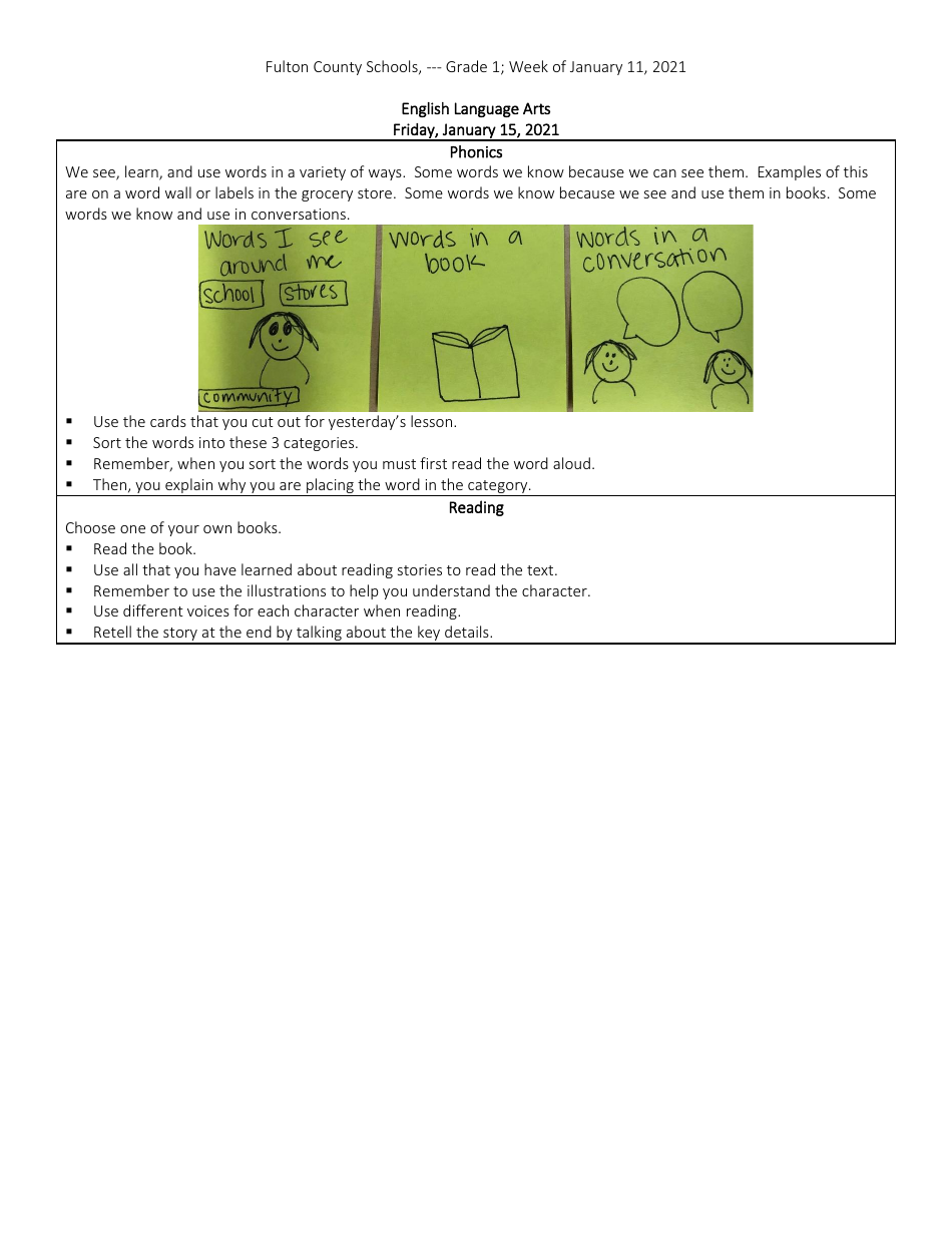 First Grade Week Curriculum, Page 43