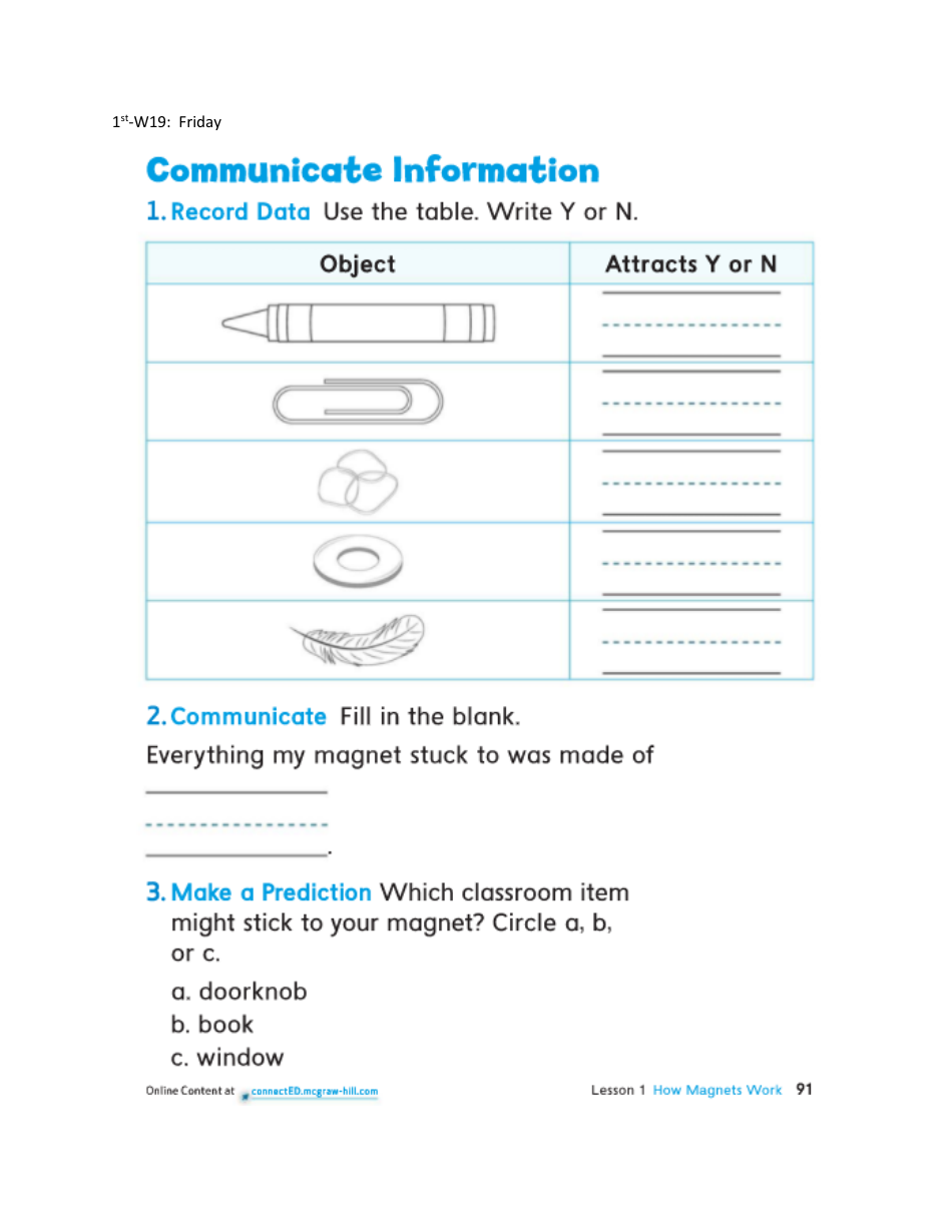 First Grade Week Curriculum, Page 47