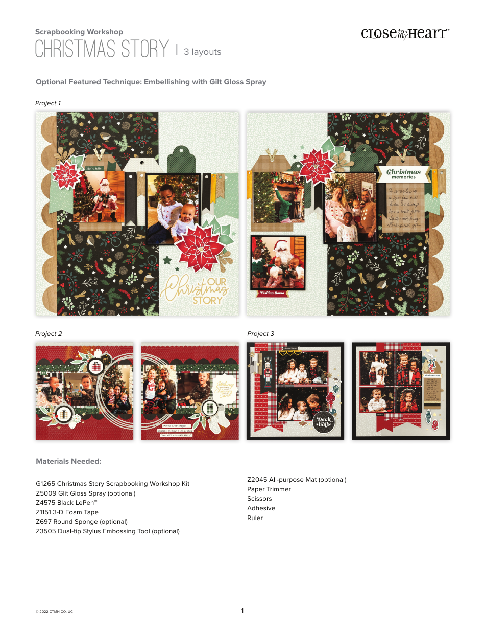 Christmas Story Scrapbooking Pattern Close to My Heart Download