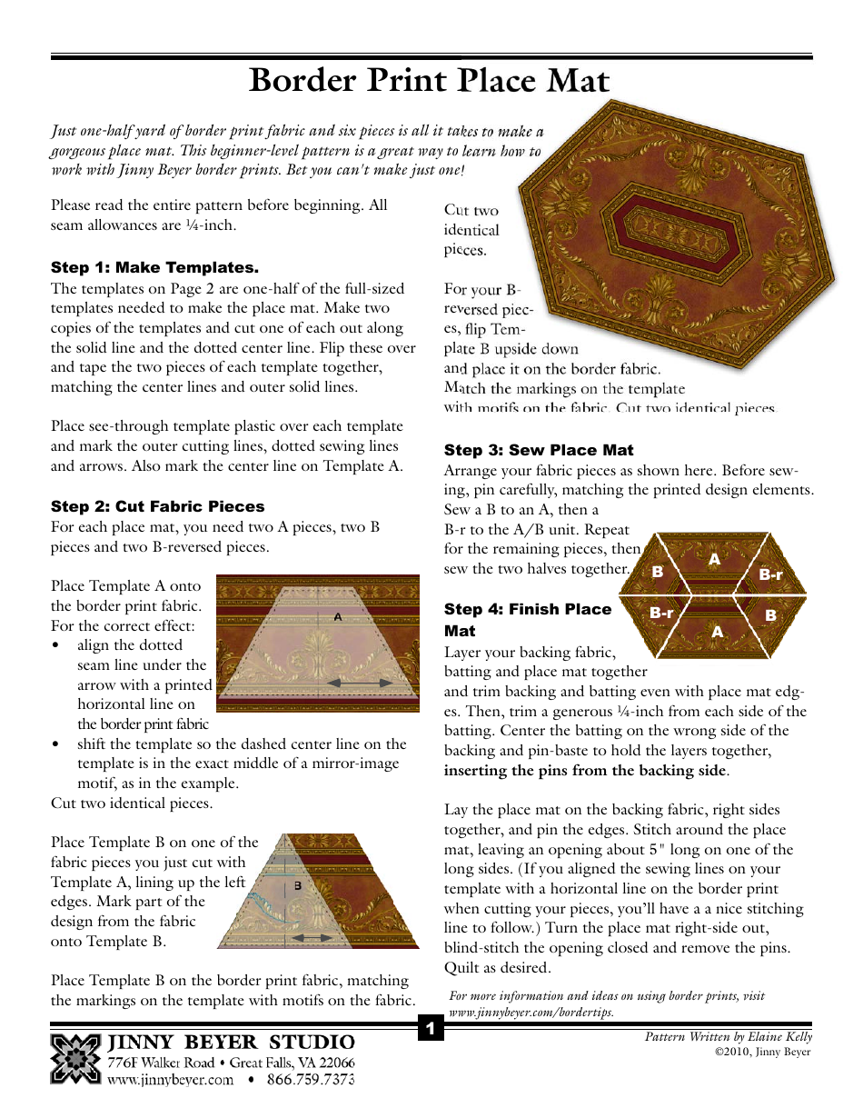 Border Print Place Mat Templates - Jinny Beyer Download Printable PDF ...