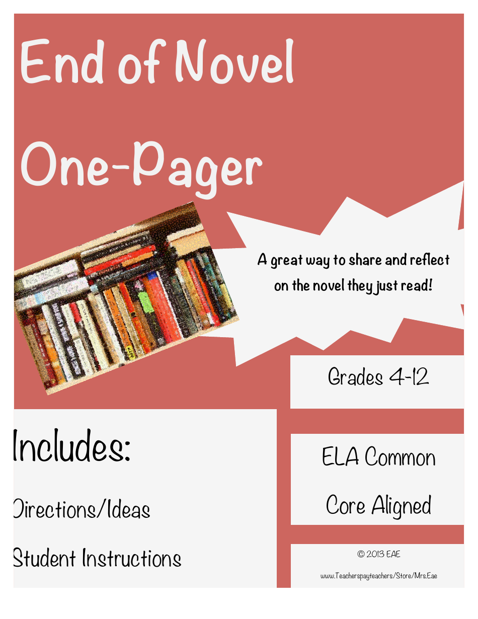 End of Novel One-Pager Book Review - Eae