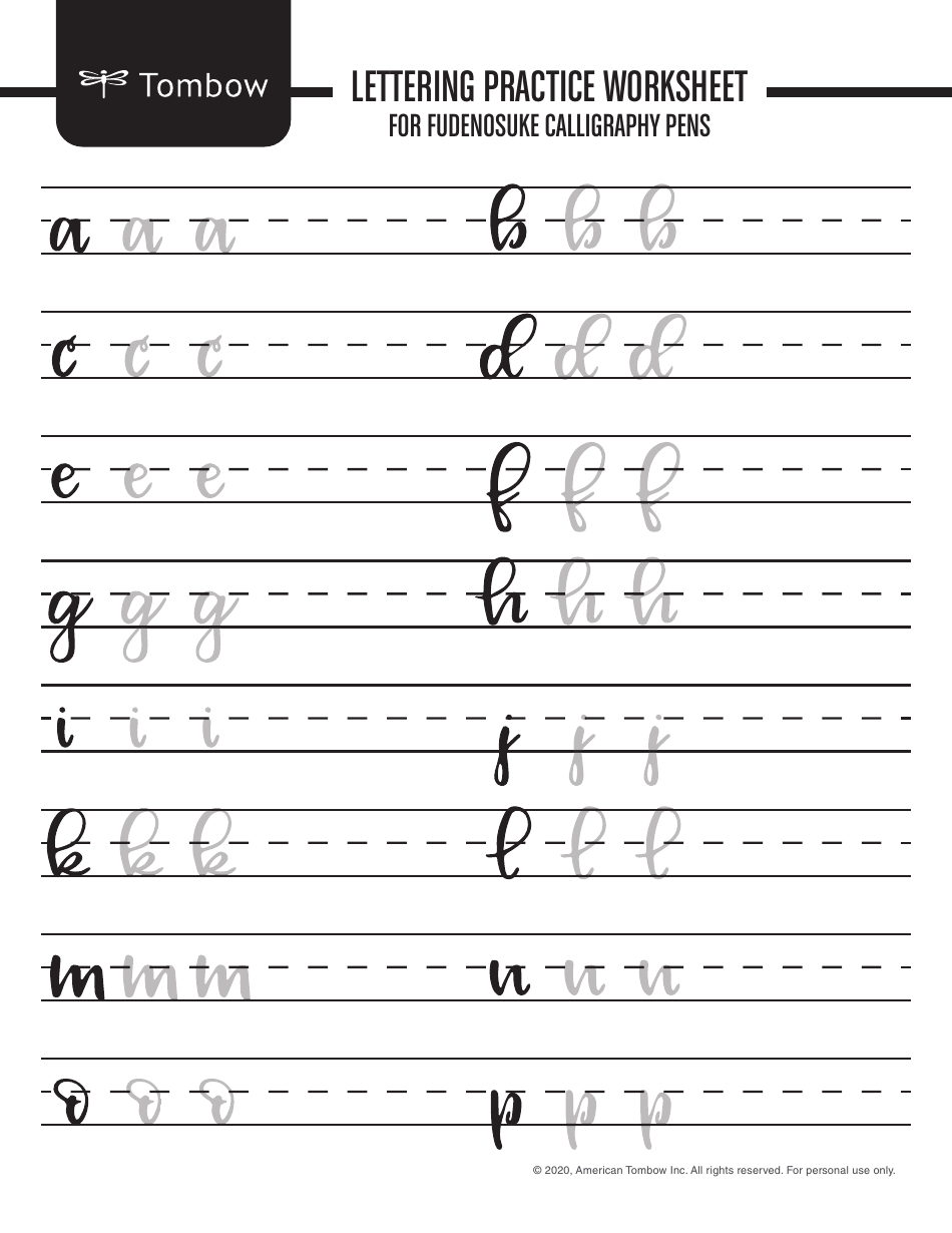 Lettering Practice Worksheet - American Tombow, Page 4