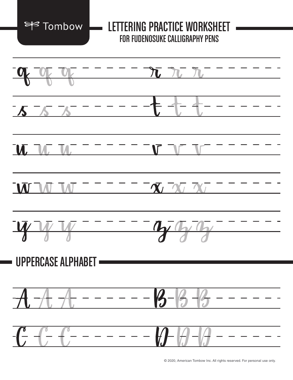 Lettering Practice Worksheet - American Tombow Download Printable PDF ...