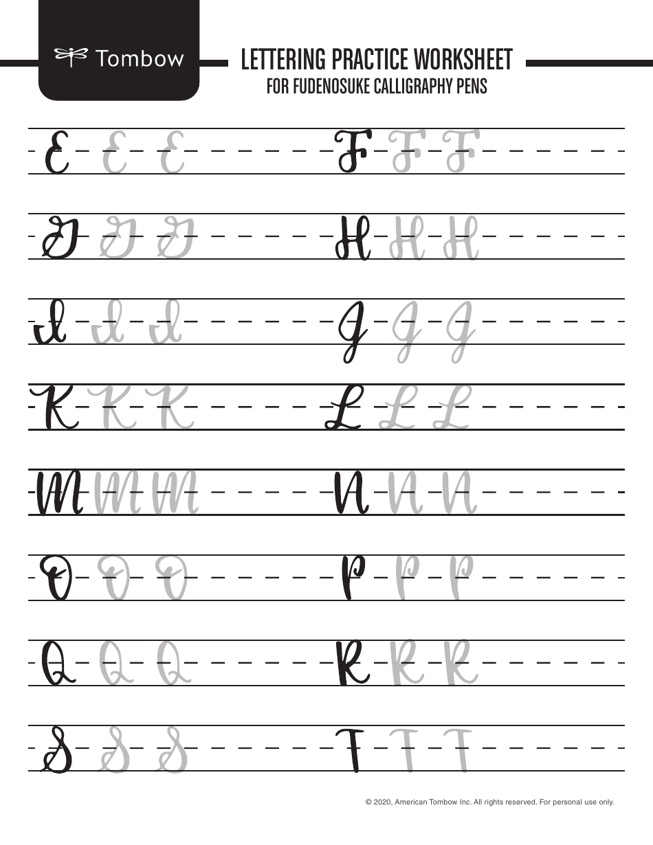 Lettering Practice Worksheet - American Tombow Download Printable PDF ...