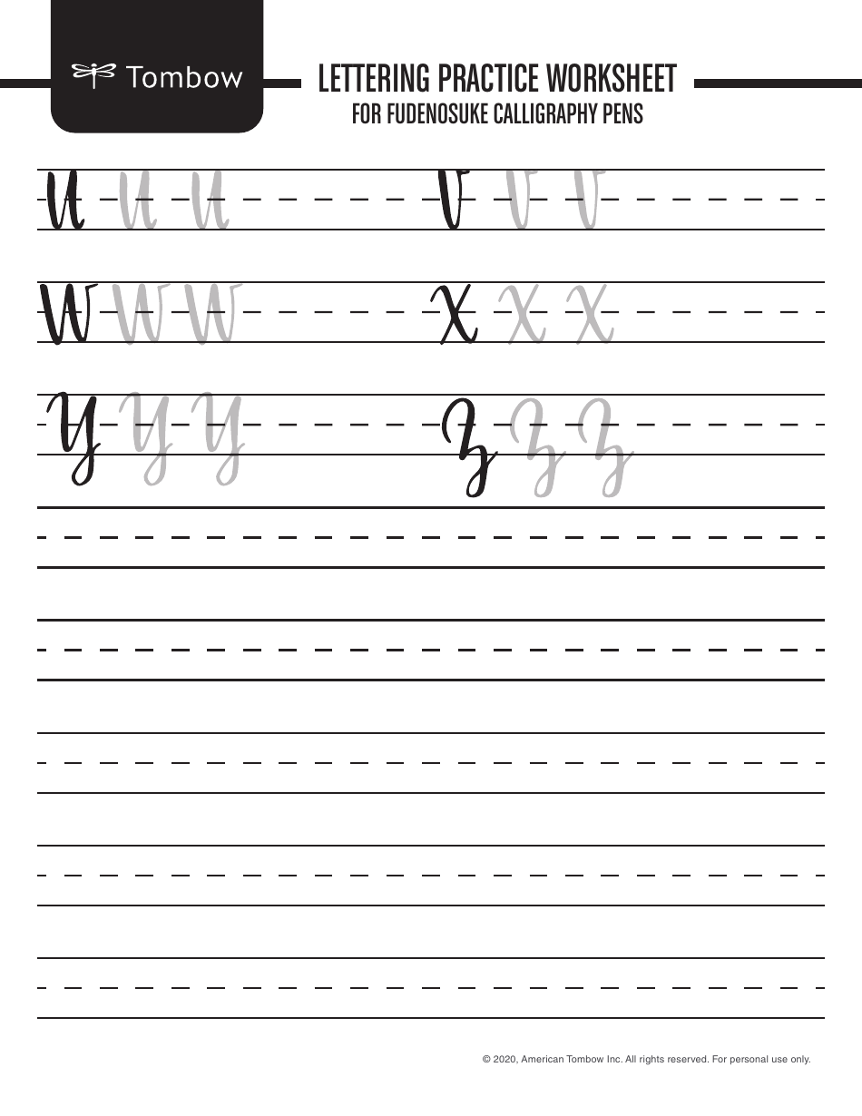 Lettering Practice Worksheet - American Tombow Download Printable PDF ...