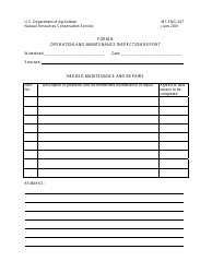 Form MT-ENG-247 (A) Operation and Maintenance Inspection Report, Page 2