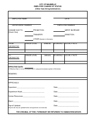 Document preview: Employee Change of Status - City of Maumelle, Arkansas