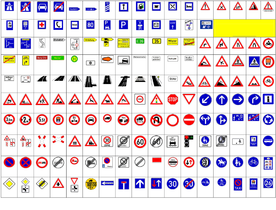 German Traffic Signs Cheat Sheet Download Printable PDF | Templateroller