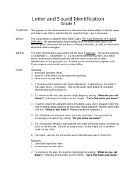 &quot;Letter and Sound Identification Assessment Template&quot;