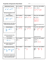 Properties of Exponents Worksheet With Answer Key, Page 2