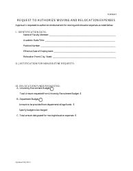 Document preview: Request Form to Authorize Moving and Relocation Expenses