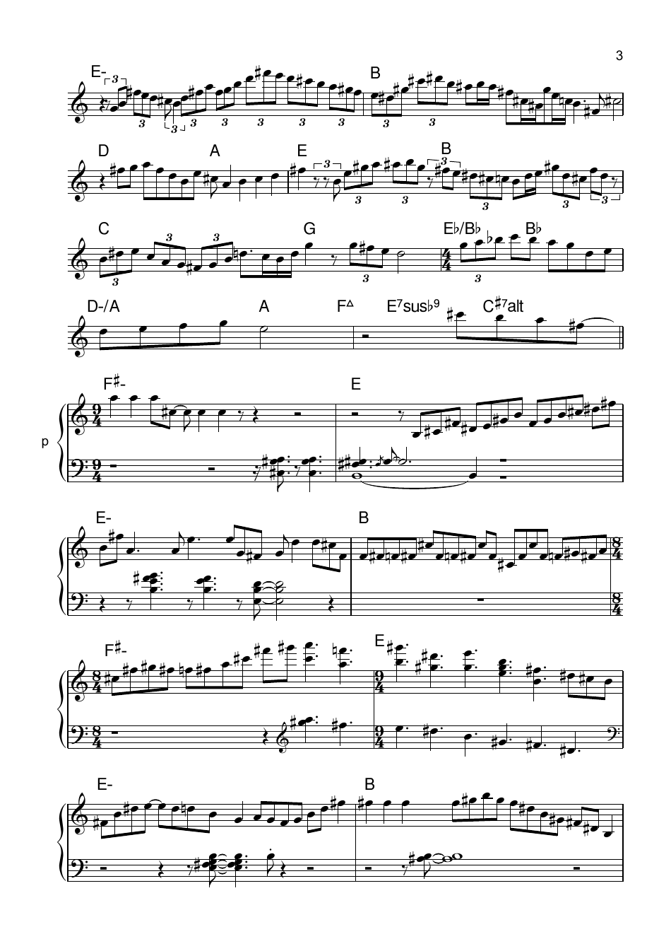 Aaron Parks - Peaceful Warrior Guitar Sheet Music, Page 3