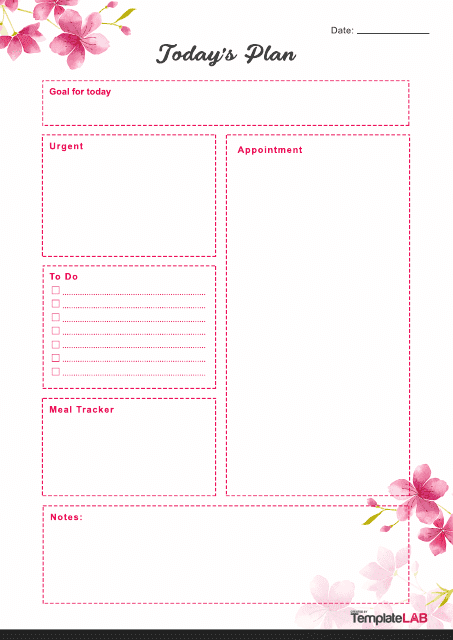 Daily Planner Template - Flowers