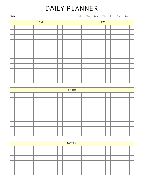 Daily Planner Template - Yellow