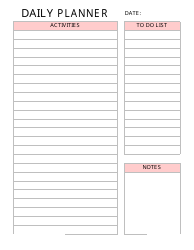Document preview: Daily Planner Template - Pink
