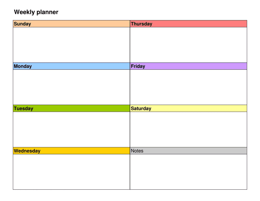 Weekly Planner Template - Varicolored