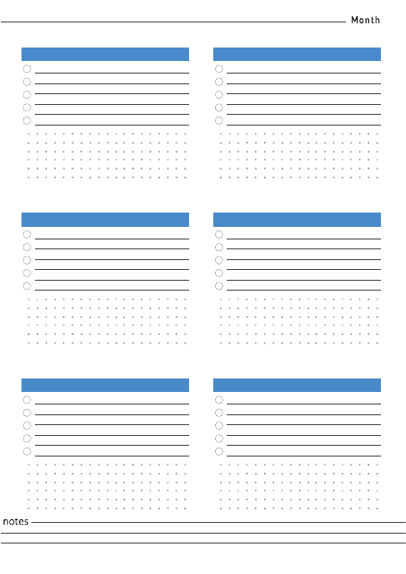 Blue monthly planner template