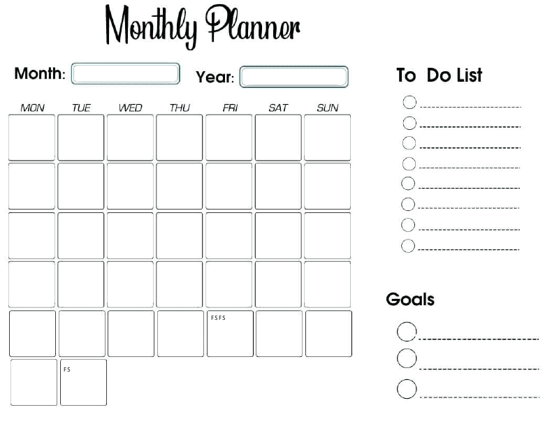 Monthly Planner Template - With Goals