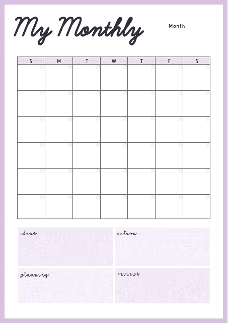 Monthly Planner Template - Ideas Download Printable PDF | Templateroller