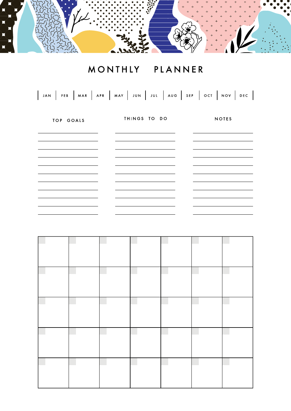 Monthly Planner Template - Notes