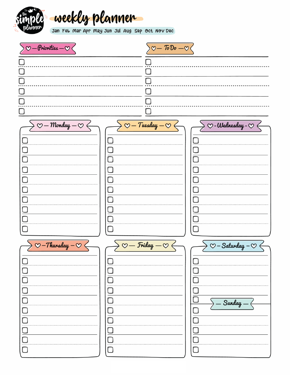 Weekly Planner Template - Priorities