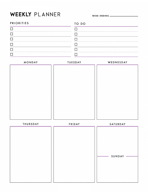 Weekly Planner Template - Violet