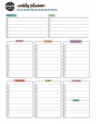 Document preview: Weekly Planner Template - Bright