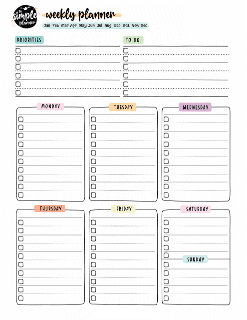 Weekly Planner Template - Bright