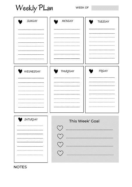 Weekly Planner Template - Cards