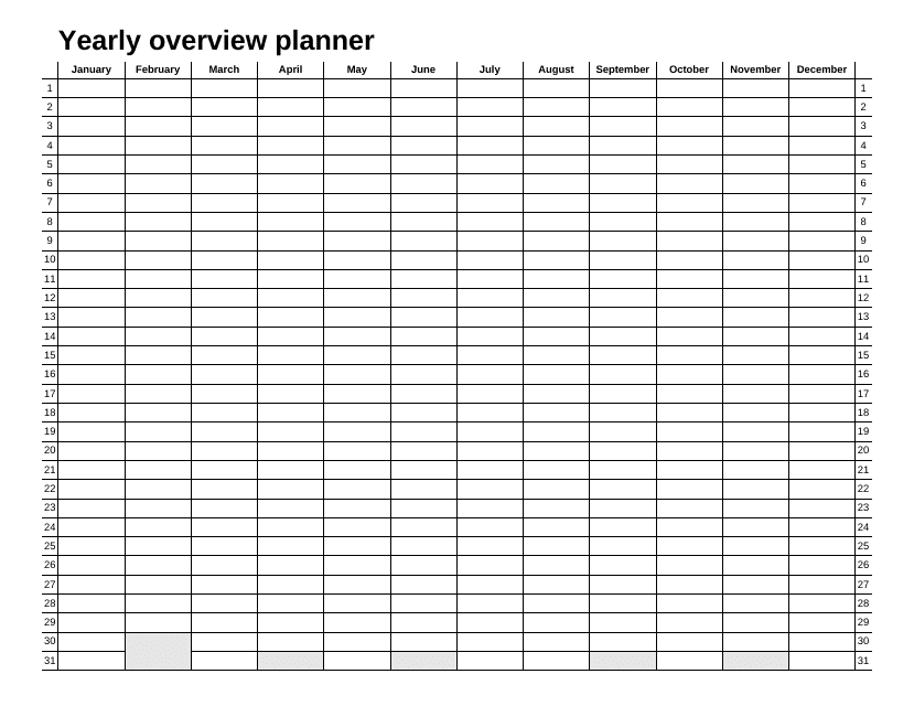Yearly Planner Template - Overview