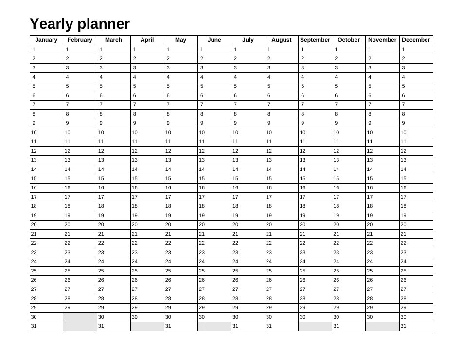 Yearly Planner Template preview