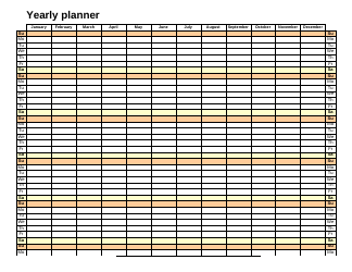 Document preview: Yearly Planner Template - Yellow and Orange