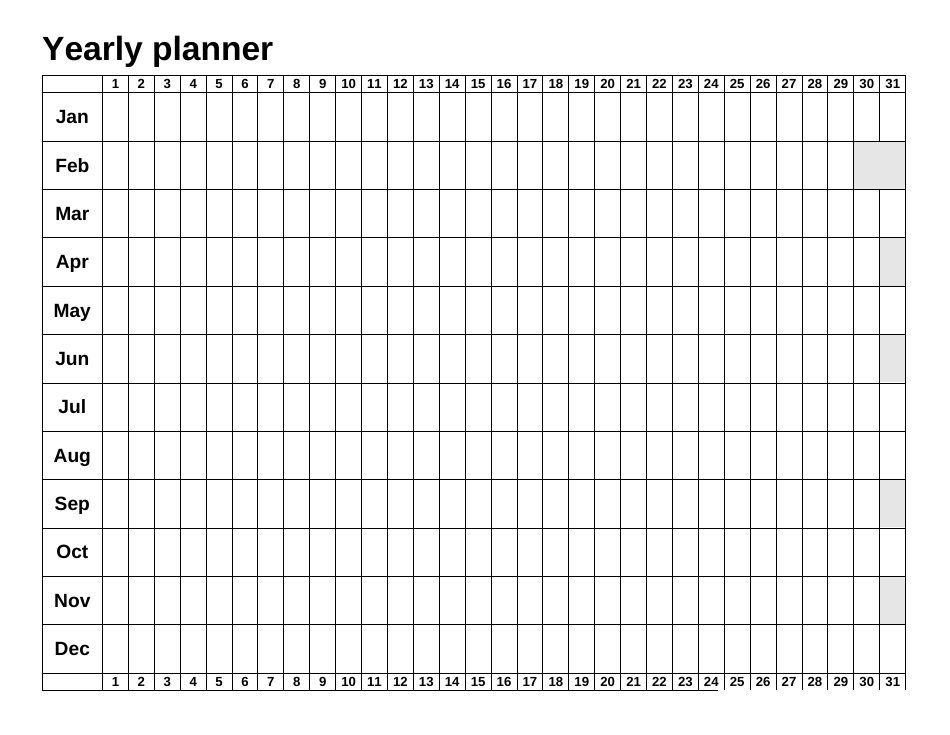 Yearly Planner Template - Big Table image preview