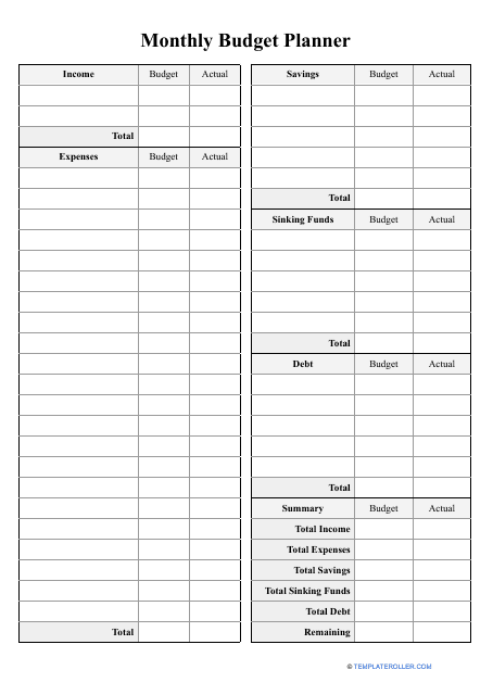 Monthly Budget Planner Template - Preview Image