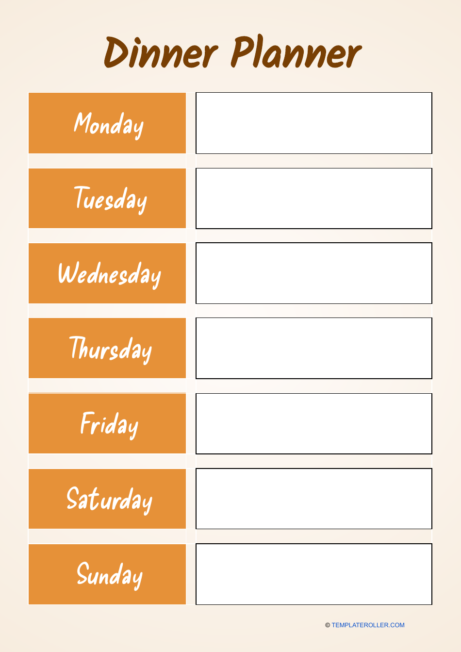 Dinner Planner Template Download Printable PDF Templateroller Dinner Planner Template Download Printable PDF Templateroller