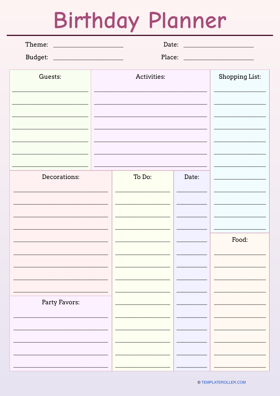 Birthday Planner Template - Organize your party like a pro!