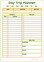 Document preview: Day Trip Planner Template