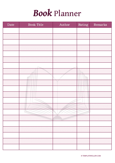 Pink Book planner template
