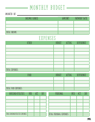 Document preview: Monthly Budget Planner Template - Printabulls