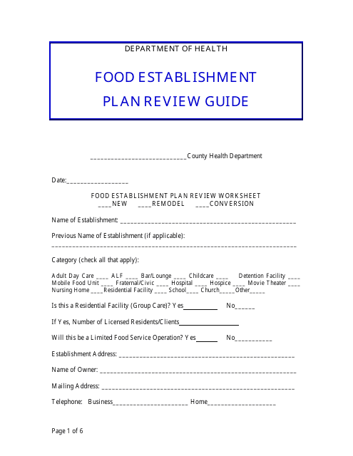 Food Establishment Plan Review Guide - Florida Download Pdf