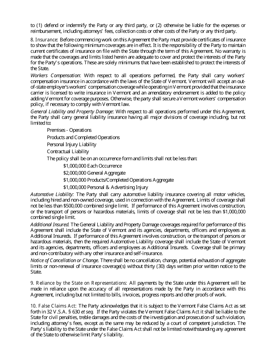 State of Vermont Grant Agreement Application - Vermont, Page 5