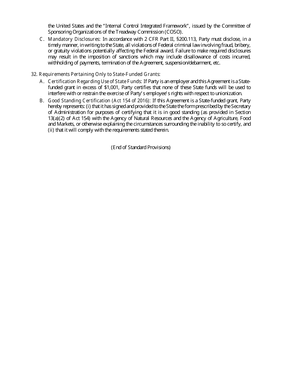 State of Vermont Grant Agreement Application - Vermont, Page 9
