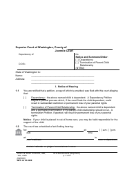 Document preview: Form WPF JU03.0200 Notice and Summons/Order - Washington