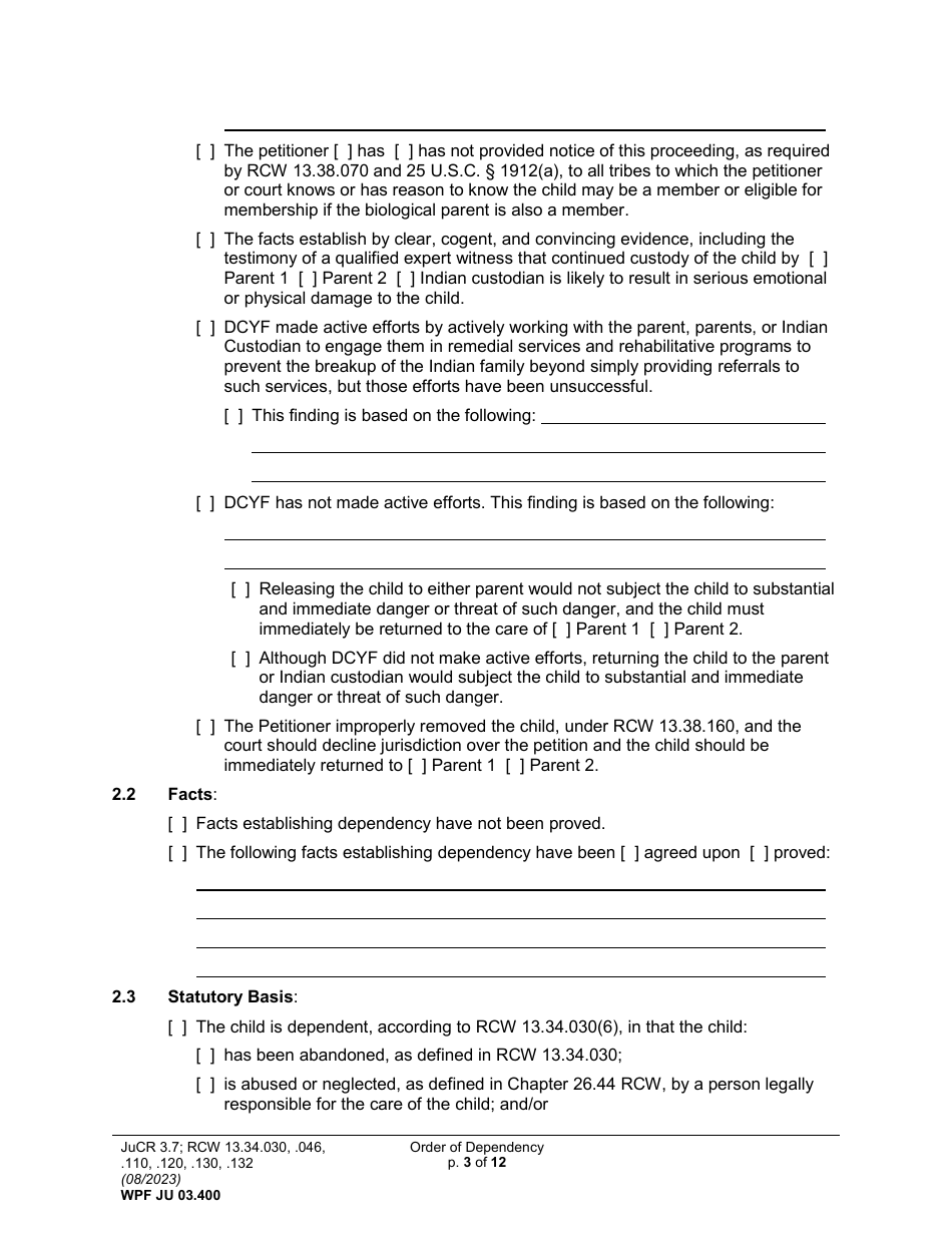 Form WPF JU03.0400 Order of Dependency (Orodm) (Orodf) (Orod) (Ordne) (Ordd) - Washington, Page 3